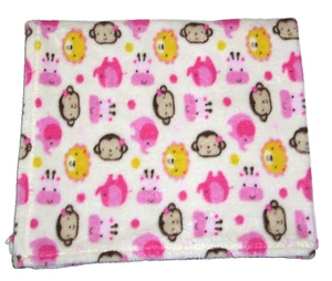 Cutie Pie Monkey Lion Pink Elephant Giraffe Baby Blanket Girl Safari Jungle - Picture 1 of 3