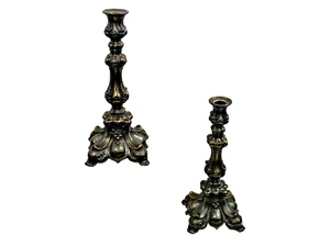 FINE ANTIQUE POLISH BRASS CANDLESTICKS JUDAICA SABBATH RARE MODEL Warsaw Poland - Picture 1 of 24