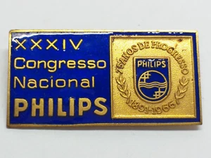 RARO Vintage RADIO PHILIPS Publicidad 1966 Portugal Congreso Esmaltado Pin Insignia - Imagen 1 de 2