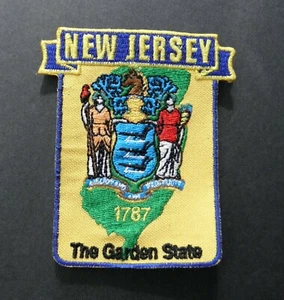 NEW JERSEY GARDEN STATE MAP EMBROIDERED PATCH 2 X 3 INCHES - Picture 1 of 1