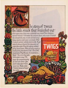 1970 Nabisco TWIGS Snack Sticks Colorful Art Print Ad - Picture 1 of 1