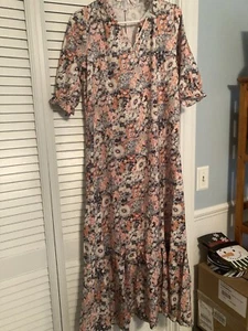 Maxikleid Frühling & Sommer Ellbogenärmel bedruckt - Bild 1 von 4