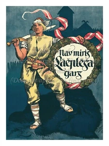 Vintage Latvia Poster Print THE SPIRIT OF LACPLESIS LIVES ON! 18x24" - Picture 1 of 1