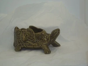 Vintage McCoy Pottery Olive Turtle Tortoise and Leaf Planter 8”  USA - Picture 1 of 7
