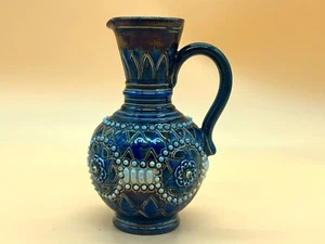 Antique Doulton Lambeth Pottery Ethel Beard blue & brown Art Nouveau jug. c1900. - Picture 1 of 8
