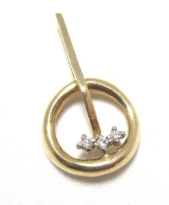 14K Yellow Gold Pendant with 3 Diamonds .05 ct total 1” 2.9 grams - Picture 1 of 2
