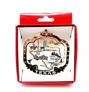Texas State Brass Ornament Popular Cities Icons Landmarks Austin Houston Alamo - Picture 1 of 5