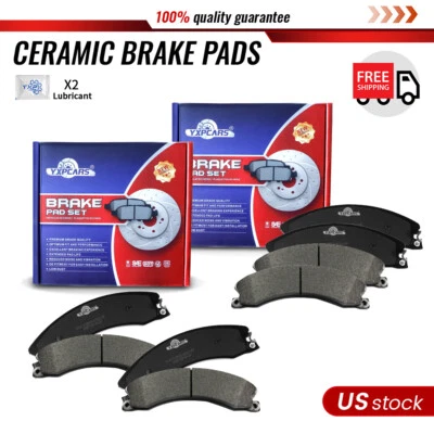 Front and Rear Ceramic Brake Pads For Chevy Silverado GMC Sierra 2500 HD 3500 HD - Image 1 of 4