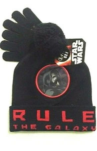Star Wars Boy's 2 Piece pc Hat, Glove Set NEW NWT OSFM Red,Black "Rule..Galaxy" - Picture 1 of 3