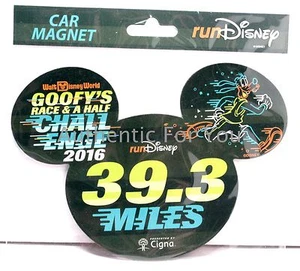 Disney RunDisney 2016 Marathon Goofy's Race Half Challenge Mickey Ear Car imán - Imagen 1 de 1