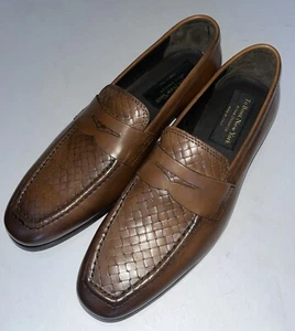 Mens Authentic To Boot New York “DANTE” Woven Leather Loafers Cognac US 8M NEW - Picture 1 of 9