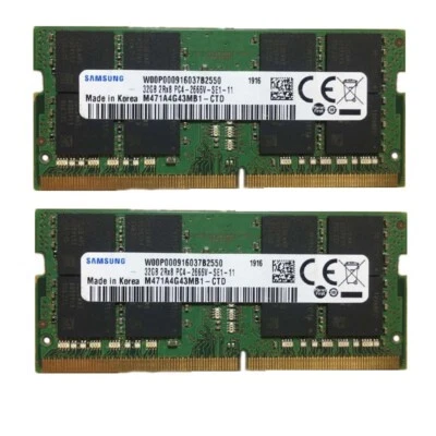 Samsung 2x32GB 2RX8 DDR4-2666V PC4-21300S SO-DIMM Laptop Memory RAM% - Image 1 of 3