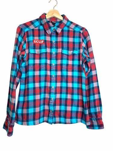 Patagonia Camicia Donna Flanella Bottoni Frontali Blu Plaid Patta Tasche Cotone 8
