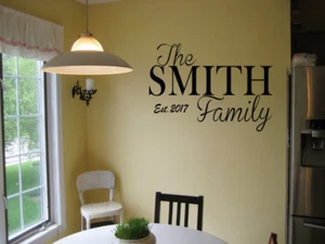 PERSONALIZED FAMILY NAME EST. VINYL WALL ART DECAL LETTERING WORDS STICKER - Picture 1 of 2