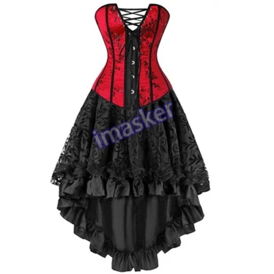 Sexy Corsets Dresses Plus Size Costume Overbust Corset Skirt Lingerie Set Tutu - Image 1 of 4