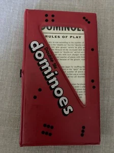 Vintage Crisloid Plastics Double Six Cream Dominoes Red Case & Instructions - Picture 1 of 8