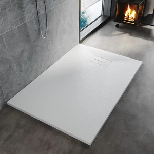 Square Shower Tray Anti-slip Slate Effect With Free Waste Optional Drain Trap - Picture 1 of 31