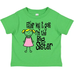 Inktastic Either Way It Goes, I'm The Big Sister Toddler T-Shirt Boodlebug Kids - Picture 1 of 14