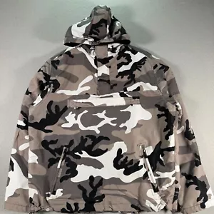 Brandit Windbreaker Hoodie Sweatshirt Mens Medium Gray Camo Outdoor Outerwear - Picture 1 of 13