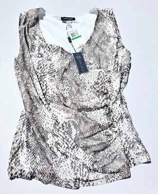 NUEVO CON ETIQUETAS Cable y Calibre Sin Mangas Envoltura Piel de Serpiente Estampado Forrado Top Talla L Foto 1 de 4