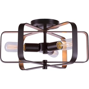 Forte Lighting 7096-03-42 Kineo Semi-Flush Mount Black and Gold - Picture 1 of 3