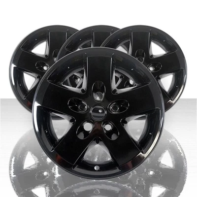 4 Tapacubos de rueda NEGROS 17" cubiertas completas atornilladas para Jeep Wrangler 2007-2018 Foto 1 de 4