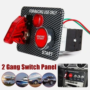 Panel interruptor de encendido de carbono 12 V botón de arranque del motor palanca LED coche de carreras - Imagen 1 de 12