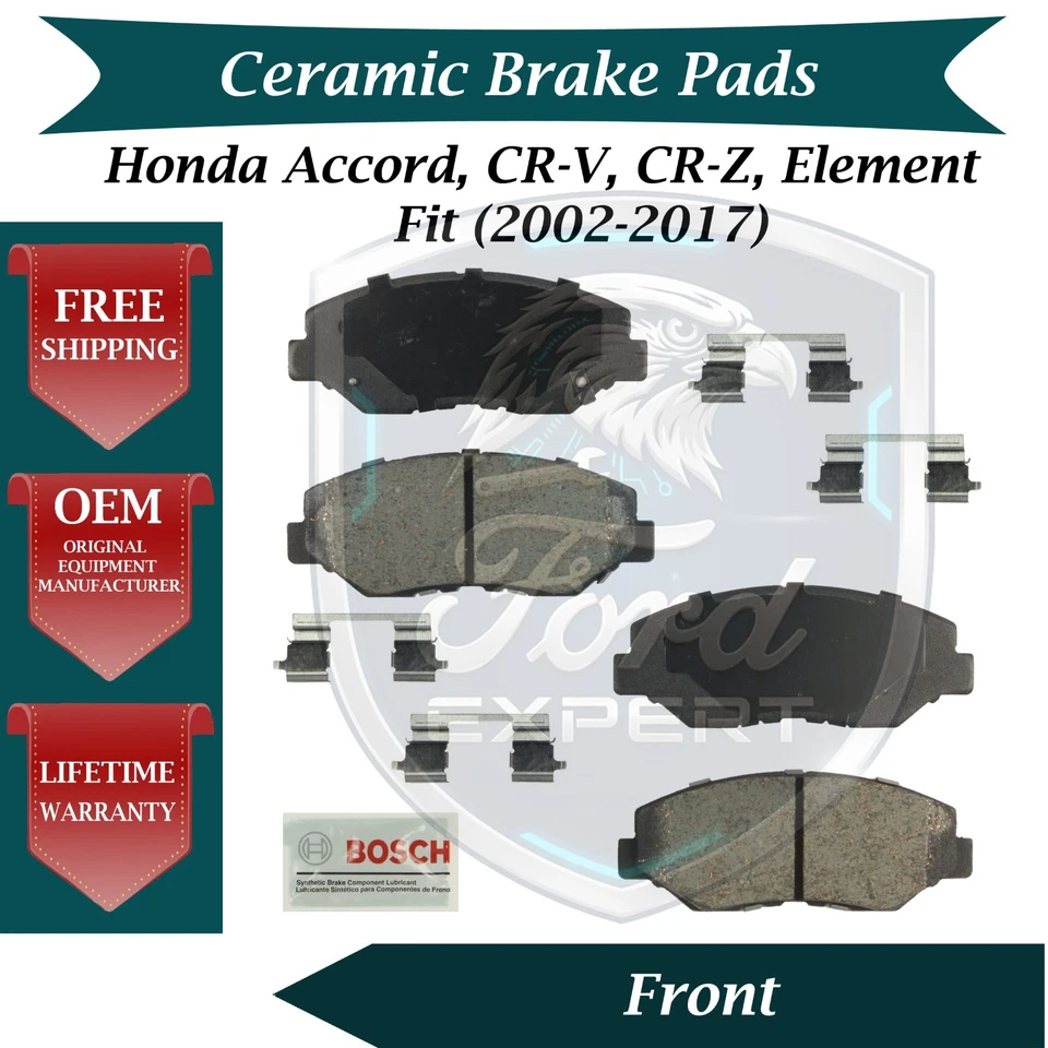 Kit de pastillas de freno delanteras de cerámica Bosch OEM para Honda 2003-2017 garantía de por vida Foto 1 de 4