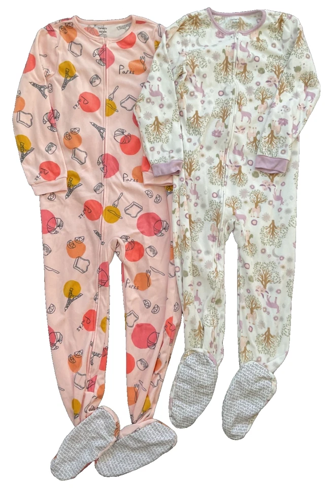 Carter's Girl's 2-Pair Fleece Footie Pajamas, Unicorn & Paris, Size 10 - Image 1 of 1