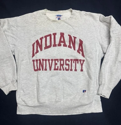 Sudadera Indiana University Hoosiers Vintage Gris Russell Pro Talla Mediana Foto 1 de 4
