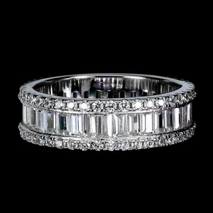 925 Sterling Silver Ring Baguette Simulated Cz Gemstone Jewelry Size 7.5 - Picture 1 of 14