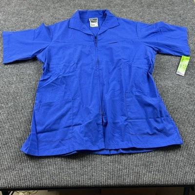 Blusa Médica Landau Para Hombres 46 Azul Manga Corta Cremallera Frontal Bolsillos Nueva con Etiquetas Foto 1 de 4