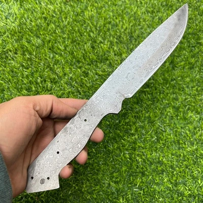 12''Handmade Damascus Steel Hunting Knifemaking Sharp Bowie Blank Blade Knife - Image 1 of 4