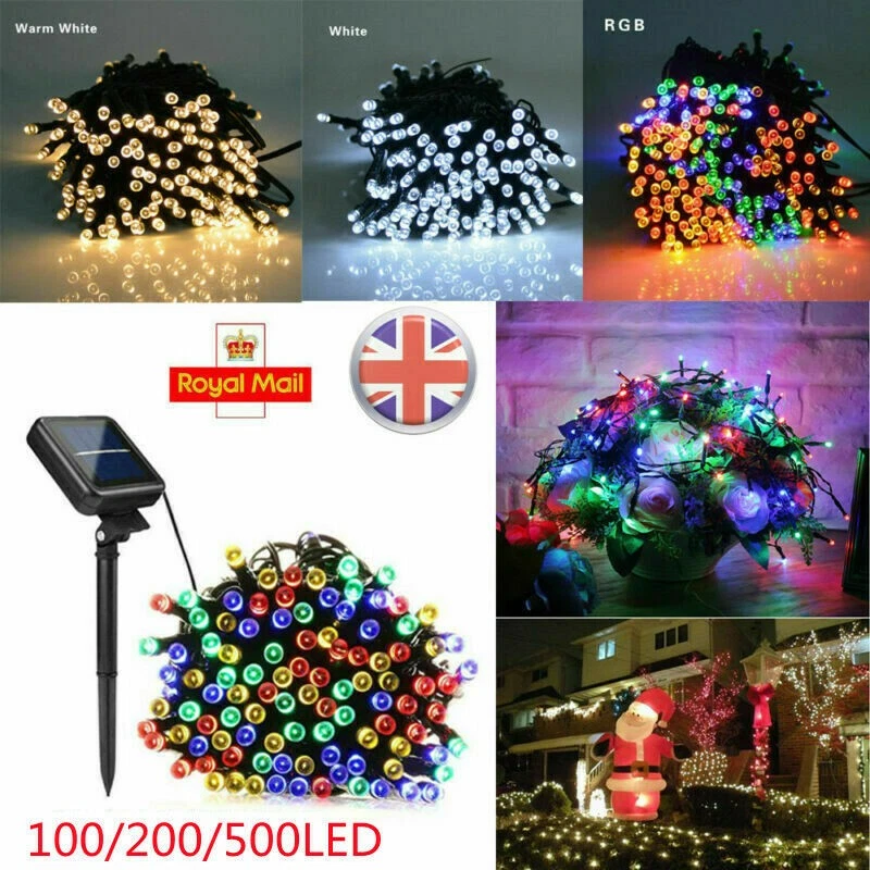 Solar Panel Powered 100-500LED Fairy String Lights Outdoor Garden Christmas Tree - Image 1 of 4