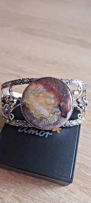 mexikanischer Laguna Spitzenachat  Armspange - Bild 1 von 3