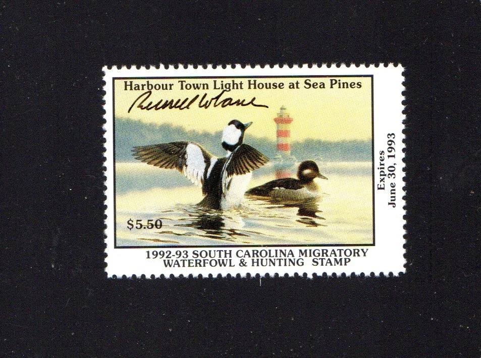 SOUTH CAROLINA   SC12   WATERFOWL DUCK STAMP  1992   MNH     ARTIST SIGNED - Image 1 of 1
