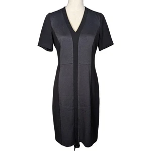 Tahari V-neck Short Sleeve Sheath Dress Black and Gray Size 8 - Picture 1 of 16
