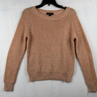Ann Taylor Sweater Womens Size S Small Beige Knit Sequin Sparkle Long Sleeve - Image 1 of 4