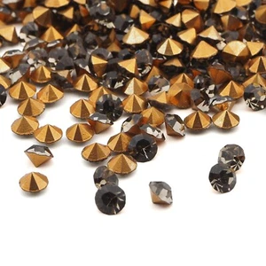 Lot450 ss25 5.5mm Czech black Diamond faceted pointed back loose stones chatons - Picture 1 of 3