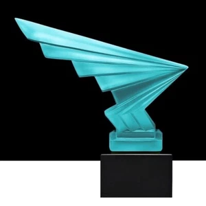 Art Deco Hood Ornament ' Flesh ' Cyan Vaseline Glass Sculpture 1930' H.Hoffmann - Picture 1 of 3
