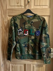 Polo By Ralph Lauren Green Camouflage Men’s Medium Crewneck Sweatshirt Great Con - Picture 1 of 11