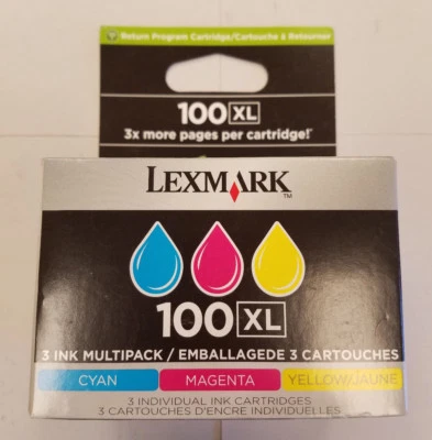 Lexmark 100XL Ink Multipak 3 Ink Cartridges CYAN / MAGENTA / YELLOW 1-L0008 - Image 1 of 4