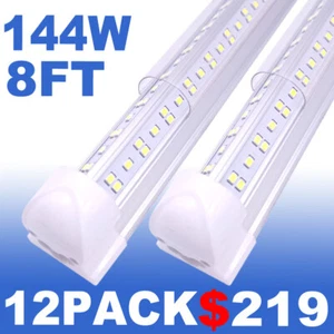 12 Pack 8FT LED Shop Light Linkable Ceiling Tube Fixture 144W Daylight 6500K - Picture 1 of 12