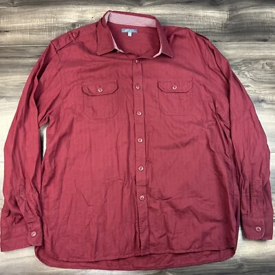 Madison 衬衫男式 XXL 红色纽扣长袖 — 第 1/4 张图片