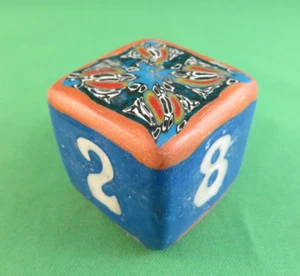 Jena's Handmade Backgammon Doubling Cube 32mm Blue Tan White One of A Kind #63 - Picture 1 of 11