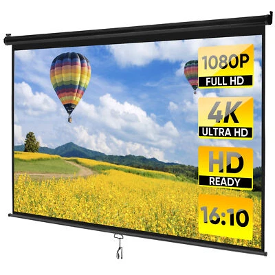 Portable Projector Screen 16:10 HD Outdoor Home 3D Moive Theater 100" Black - Image 1 of 4