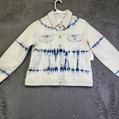 Justice Tie Dye Denim Jacket Jean Jacket Button Front Girls Size 14/16 - Image 1 of 4