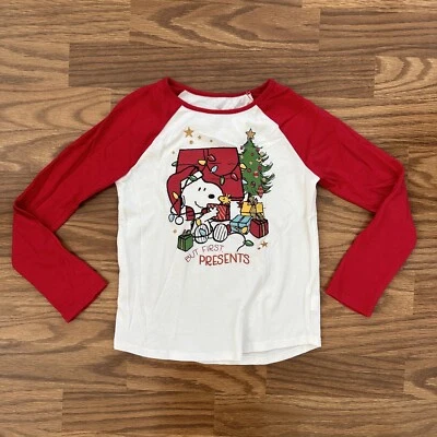 Jumping Beans Girls Size 6 Christmas Peanuts Snoopy Long Sleeve Raglan Shirt EUC - Image 1 of 4