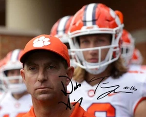 Trevor Lawrence Dabo Swinney Clemson Tigers Football Signed 8X10 Photo Rp Champs - Picture 1 of 1