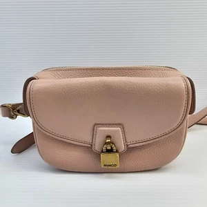 Mimco Lock-It Mini Saddle Bag Pink Pebble Grain Leather - Fast Postage !! - Picture 1 of 11